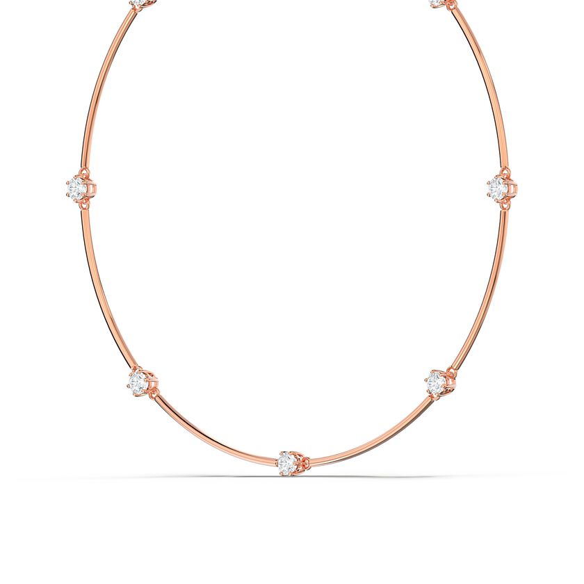 Constella necklace, White, Rose-gold tone plated